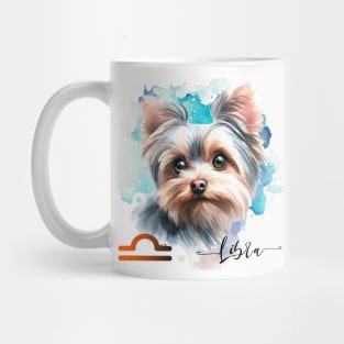 Libra Zodiac Sign Cute Yorkshire Terrier Yorkie Watercolor Art Mug